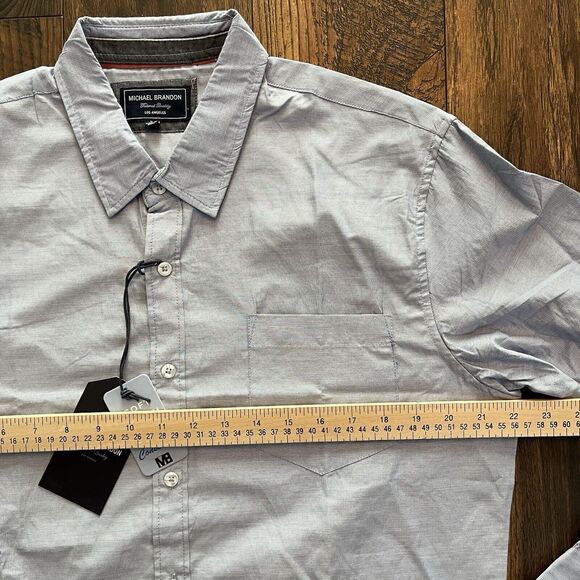 MICHAEL BRANDON BUTTON DOWN SHIRT MEN LARGE BLUE LONG SLEEVE COLLARED SOFT TOUCH - Picture 7 of 10